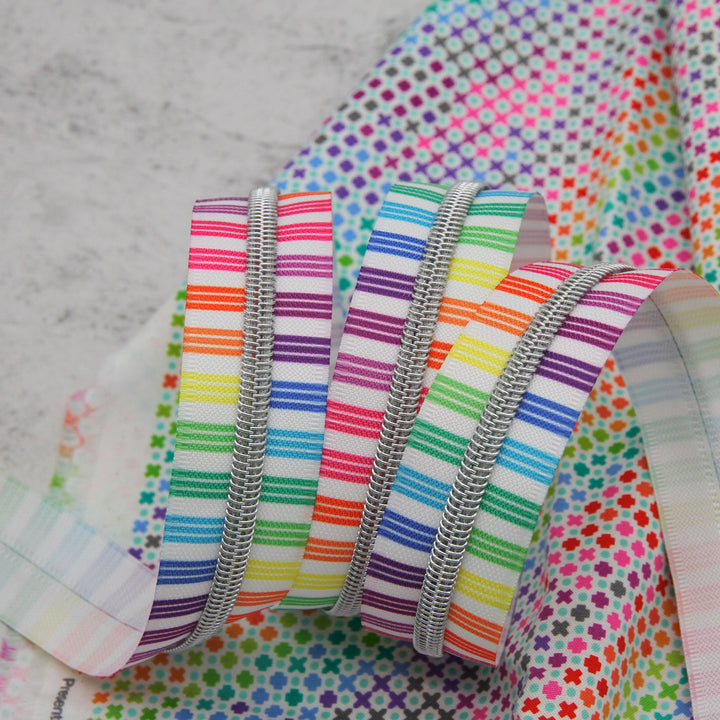 Chasing Rainbows - #5 Silver Nylon Coil Zipper Tape