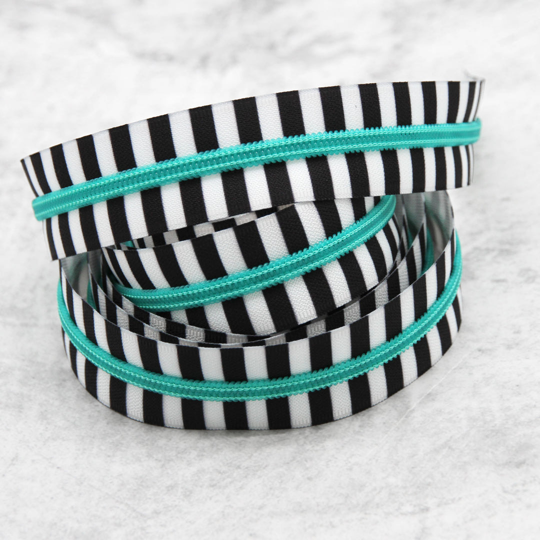 Chunky Zebra - #5 Aqua Nylon Coil Zipper Tape