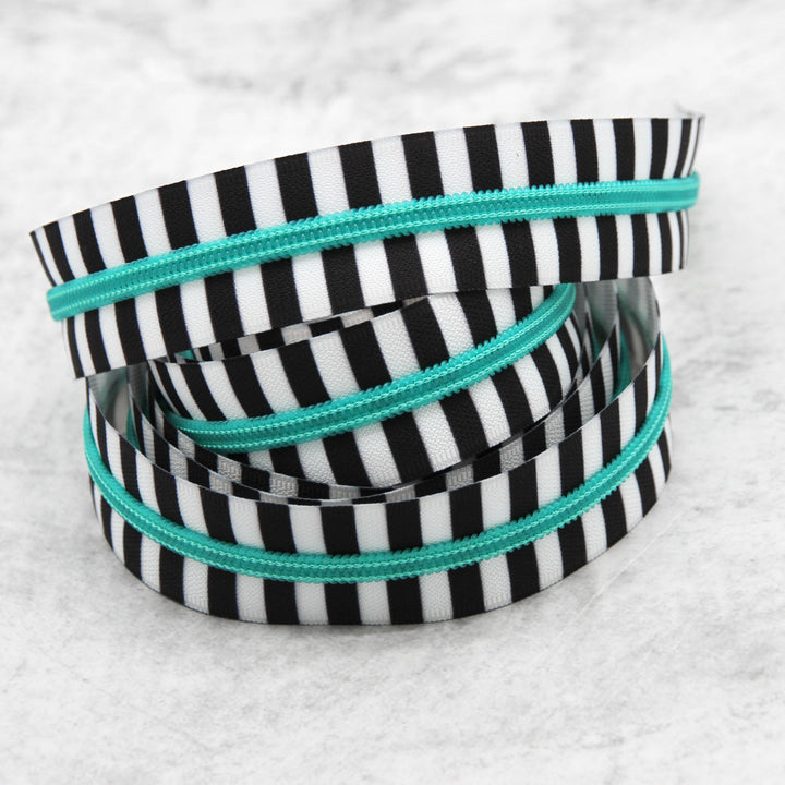 Chunky Zebra - #5 Aqua Nylon Coil Zipper Tape