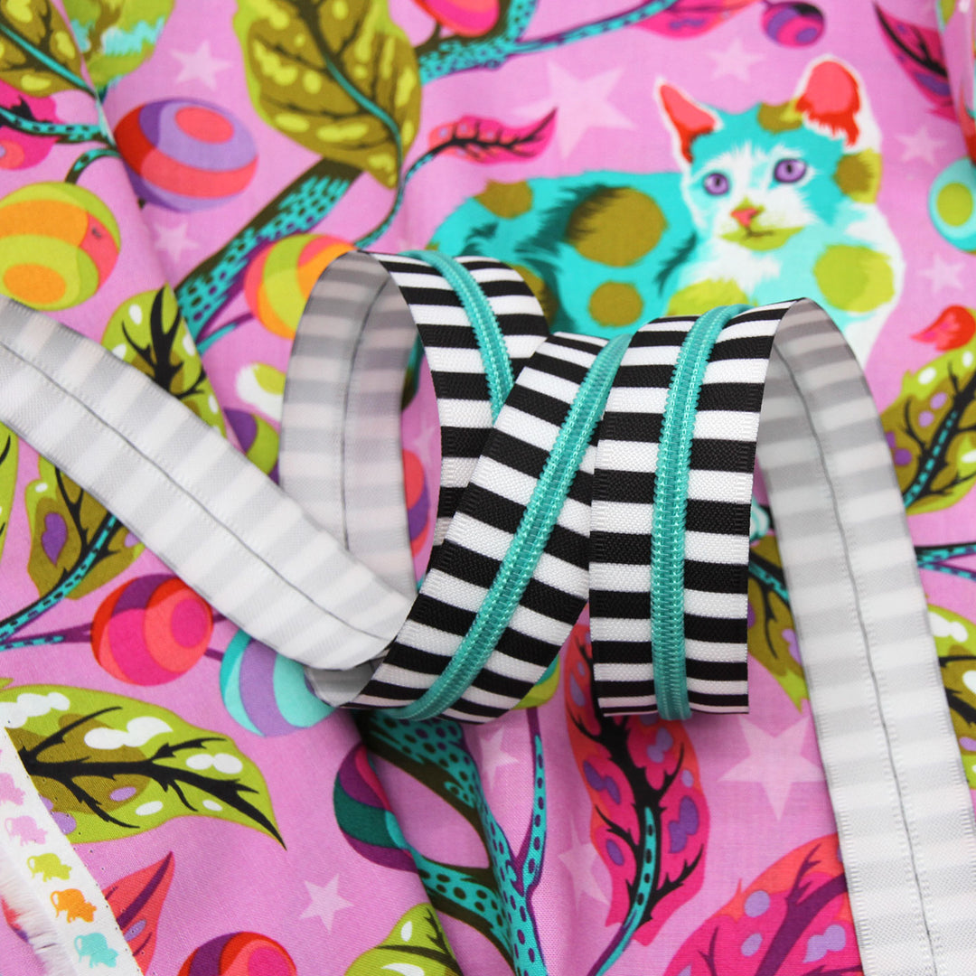 Chunky Zebra - #5 Aqua Nylon Coil Zipper Tape