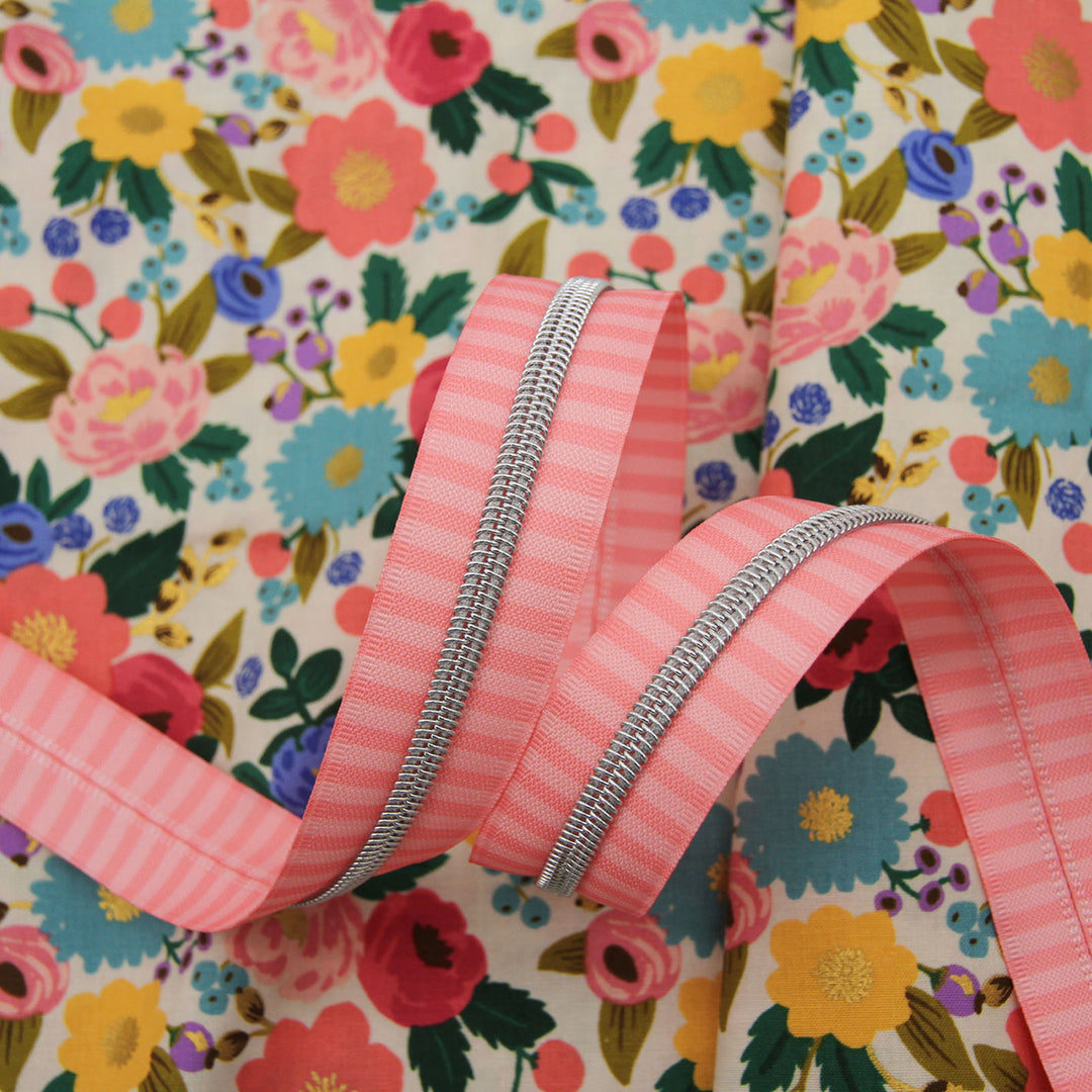 Just Peachy - #5 Silver Nylon Coil Zipper Tape