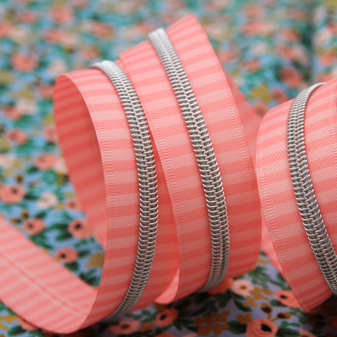 Just Peachy - #5 Silver Nylon Coil Zipper Tape