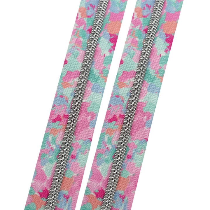 Pastel Splash- #5 Silver Nylon Coil Zipper Tape