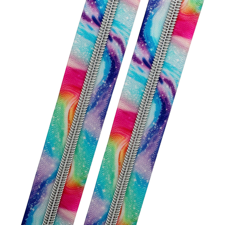 Rainbow Glitter - #5 Silver Nylon Coil Zipper Tape