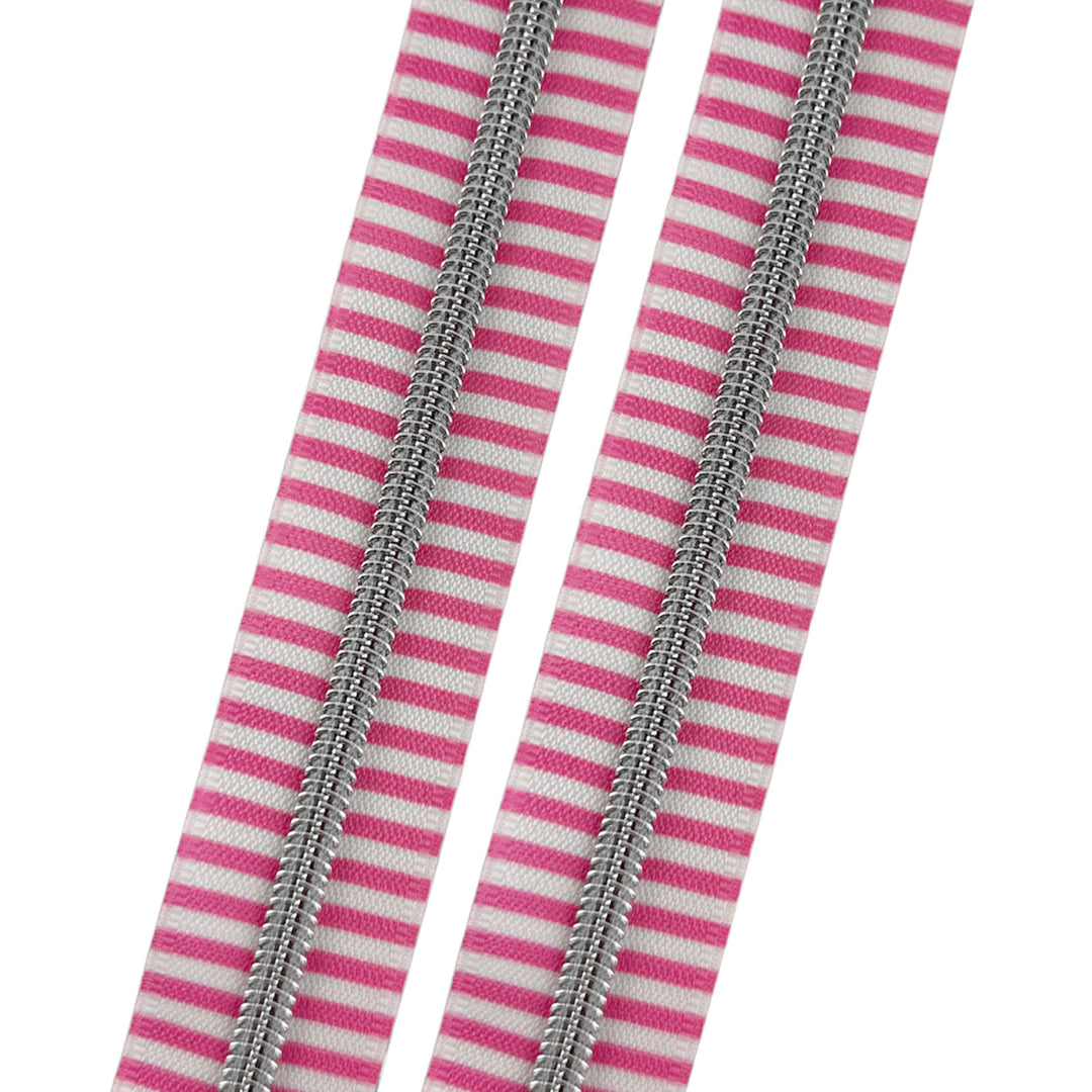 RETAIL Zipper Tape - Pink Tape with Gunmetal coils – Oh So Pretty