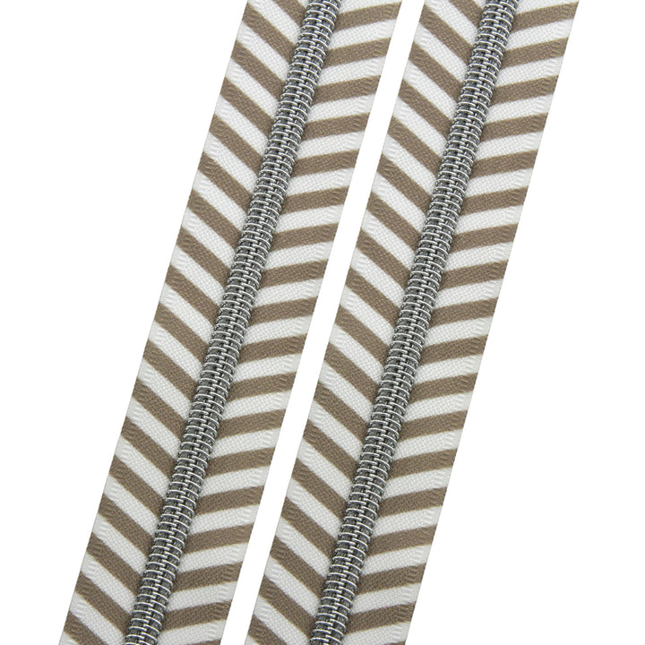 Subtle Chevron - #5 Silver Nylon Coil Zipper Tape