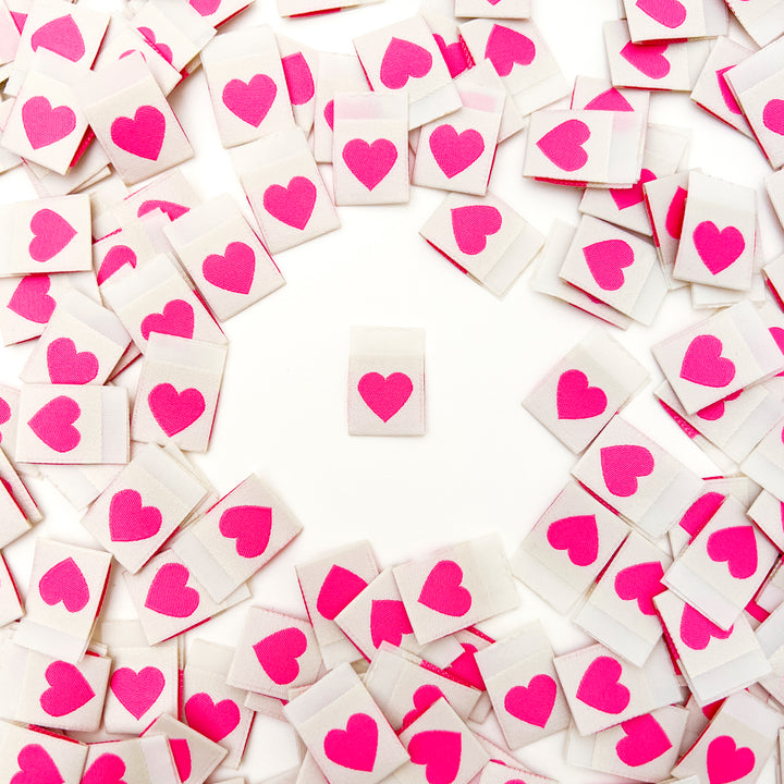 Pink Heart - Woven Labels