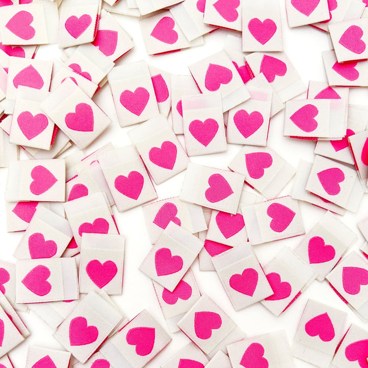 Pink Heart - Woven Labels