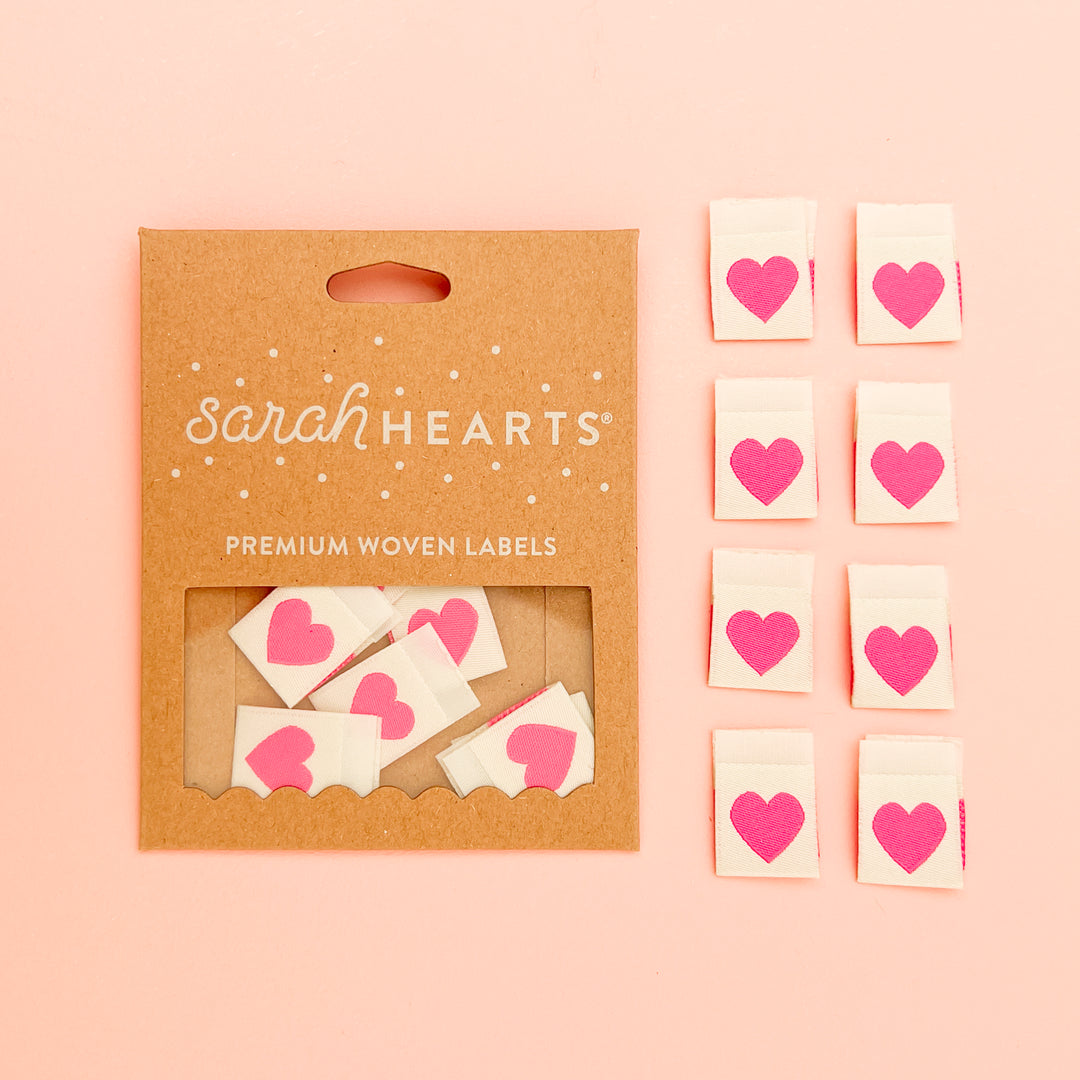 Pink Heart - Woven Labels