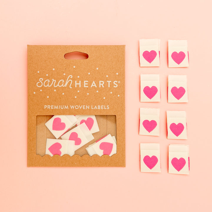 Pink Heart - Woven Labels