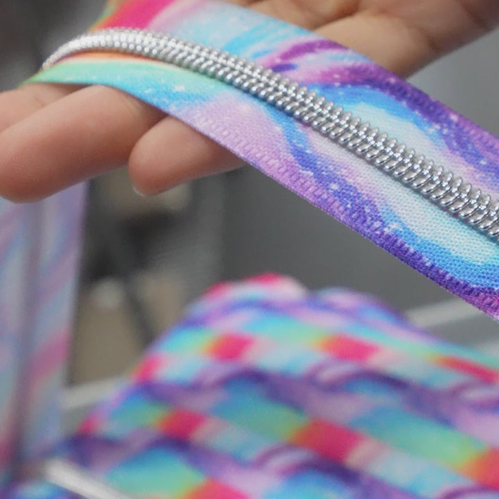 Rainbow Glitter - #5 Silver Nylon Coil Zipper Tape