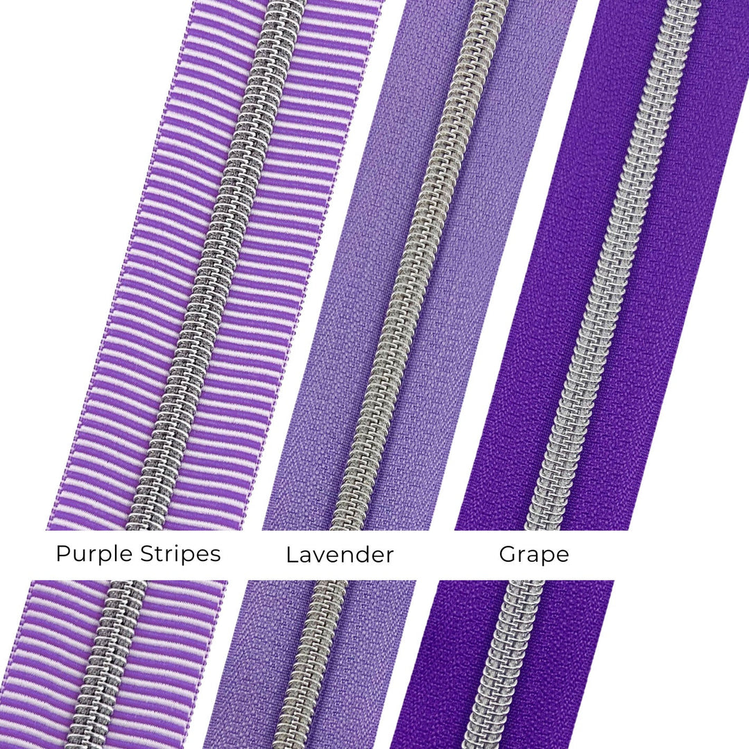 Grape - #5 Silver Nylon Coil Zipper Tape