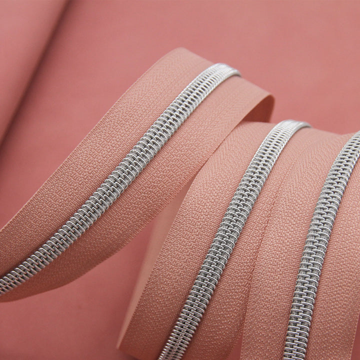 Dusty Rose - #5 Silver Nylon Coil Zipper Tape