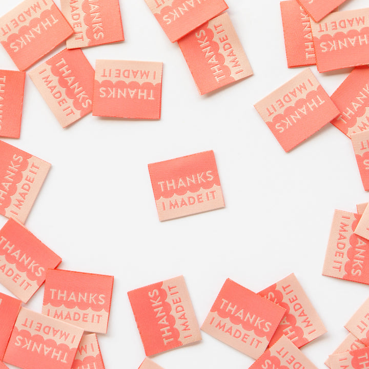 Thanks I Made It Coral - Woven Labels