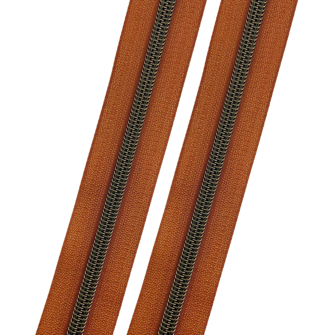Goyunwell Brown Zipper Tape by The Yard #5 with Pulls 10 Yard Brown Zippers  for The Sewing with Antique Bronze Teeth and 20pcs Zipper Pulls Long